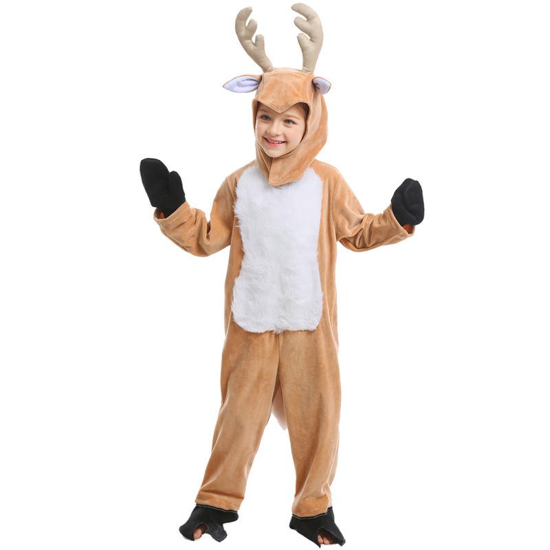 Kids Animal Costume Elk Santa Reindeer Performance Outfit Children's Day Halloween Cosplay Dress
