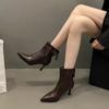 Shoes Female 2024 Ankle Women's Boots Plus Size Modern Boots Women Turned-over Edge Pointed Toe Thin Heels Back Zip Shoes Women