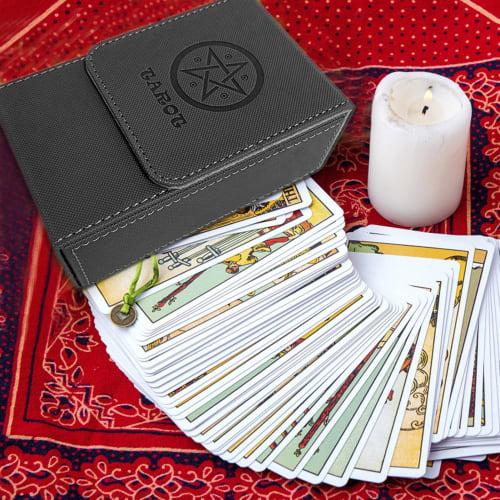 Luganud Card Deck Case, Non-Slip Leather Tarot Card Case | Strong Protective Card Storage Box for Trading Cards