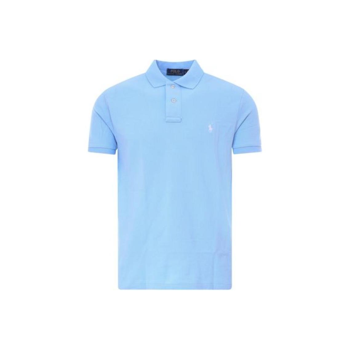 

Мужская футболка поло Polo Ralph Lauren с вышивкой логотипа, из пике хлопка, с коротким рукавом, топы, светло-голубая 710782592-013 M