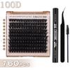 European-American D-Curl Cluster False Eyelashes: 10-18mm Natural, Dense, DIY Segments