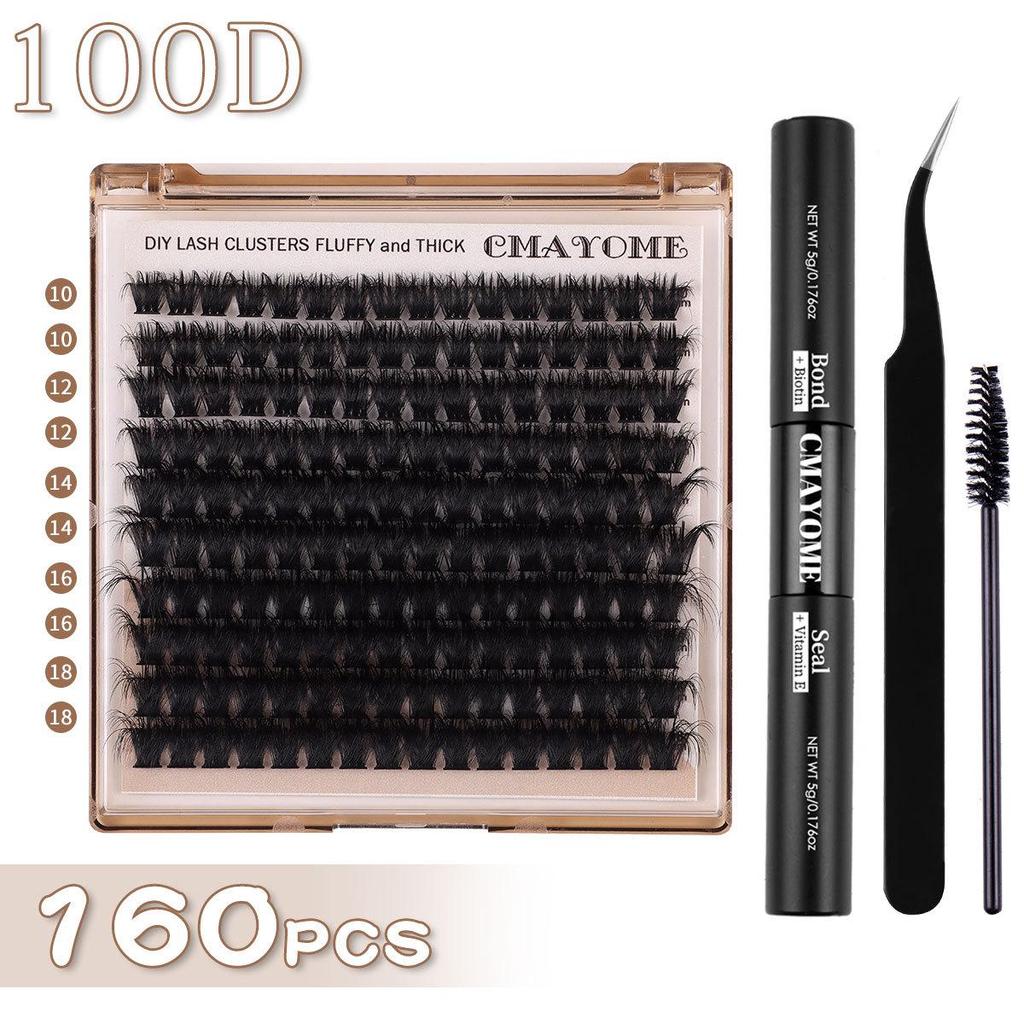 European-American D-Curl Cluster False Eyelashes: 10-18mm Natural, Dense, DIY Segments