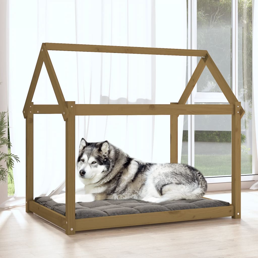 Vidaxl Dog Bed, Honey Brown, 111X80X100 Cm, Pine Wood