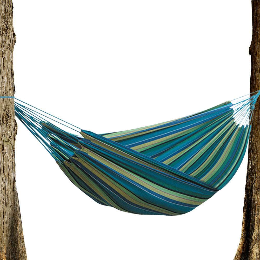 

Портативный гамак для кемпинга 200X150 см, полосатый холщовый одинарный гамак, защита от переворачивания, дорожная утолщенная кровать-качели для улицы, заднего двора