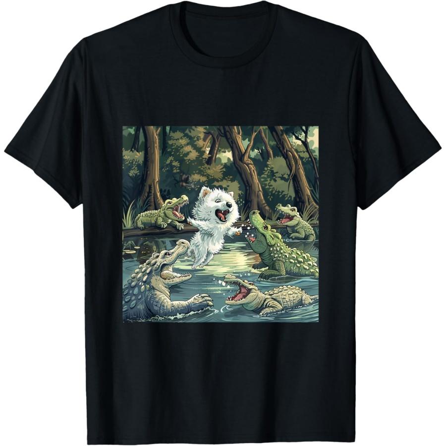 Американская эскимосская собака Аллигатор Драка Щенок Питомец Гатор Эски Футболка XXXXXL чёрный