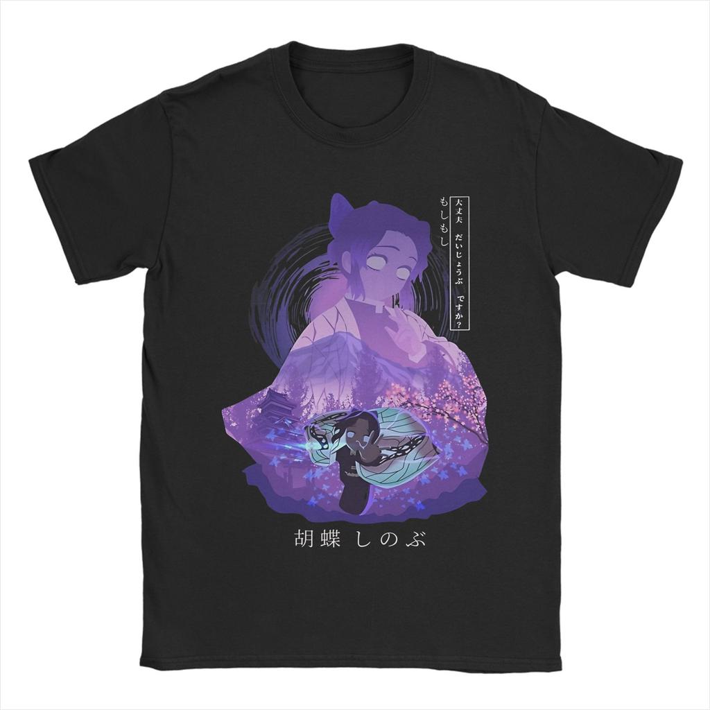 Demon Slayer Shinobu  Japanese Anime  T Shirt Men Women Cotton Casual T-Shirt Round Neck  Tee Shirt Short Sleeve Clothes Classic
