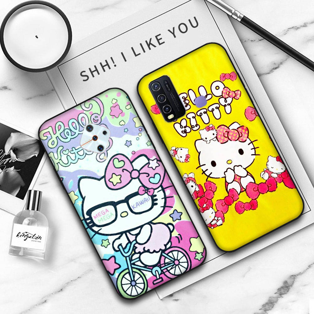 JZ3 Love Hello Kitty Black Sofe Case for OPPO Reno 8 6 5 4 Pro Plus Find X3 A17 A3 A31 A38 A40 A53 A54 A55 A74 A76 A78 A77 A80 A94 A95 A96 Lite
