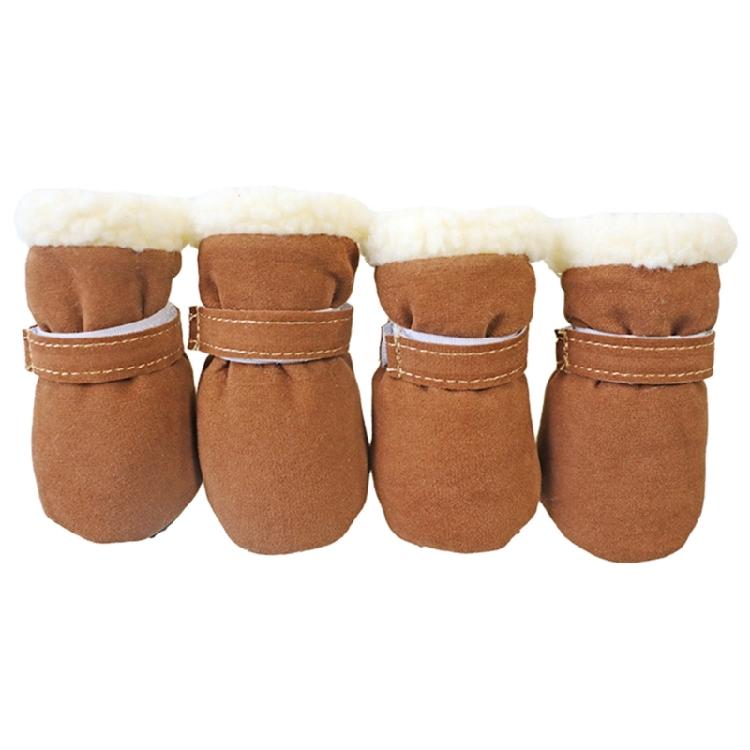 4pc Thick Warm Windproof Winter Pet Dog Shoes Anti-slip Snow Booties Footwear
