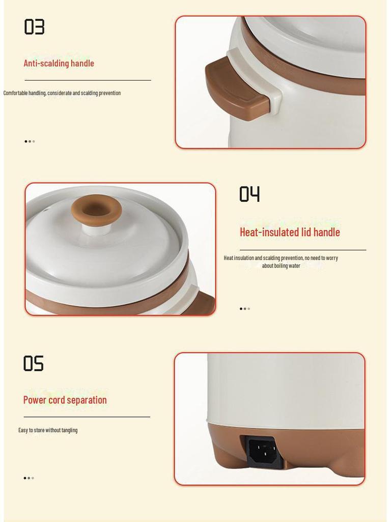 Multifunktionaler elektrischer Kochtopf für Brei & Suppe - Mini Keramik mit Timer & Terminfunktion