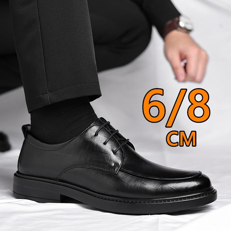 3/6/8cm Heel Increase Leather Shoes for Men Spring Summer New Designer British Style Black Groom Wedding Elevator Shoes Man