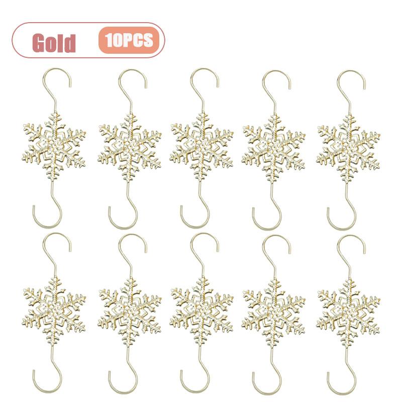 Рождественский крючок-снежинка Металлический крючок S-образной формы с завитком Проволочный крючок для украшения праздничной елки Зимний праздничный аксессуар Товары для дома 1Bag