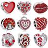 Maxi Red Color Jewelry Tree Pine Cone Lock Music Flowers Enamel Beads Fit Fashion Charms Bracelets For Women Diy Femme Perles