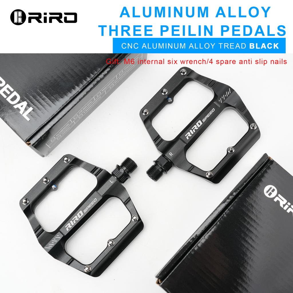 RIRO Bicycle Pedals 3 Bearing CNC Mountain Road Bike Pedal Aluminum Alloy Non-Slip Cycling Widen Pedal Bicycle Parts