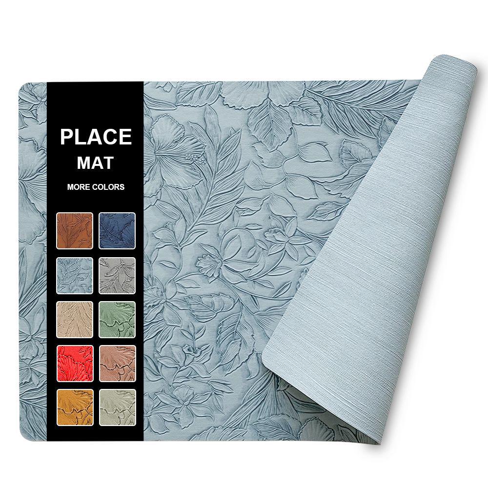 Nordic Light Luxury Double-Sided PU Leather Embossed Placemat, Non-Slip Heat Insulation Table Mat for Hotel & Home Use.