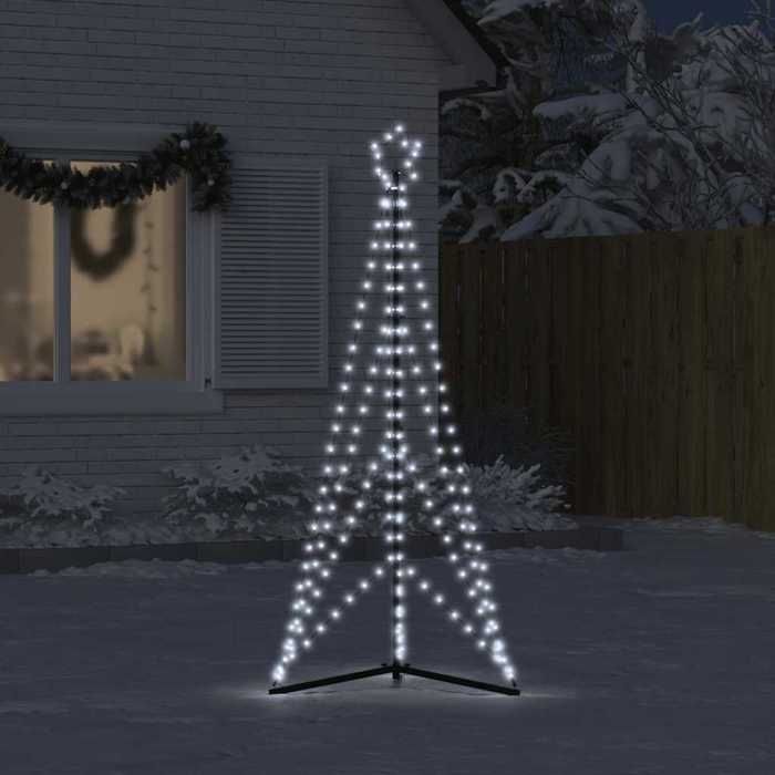 VidaXL Sapin de Noël à LED 363 LED blanc froid 182 cm, lumière de Noël, lumière de Noël LED, lumière de Noël extérieure, 4016409
