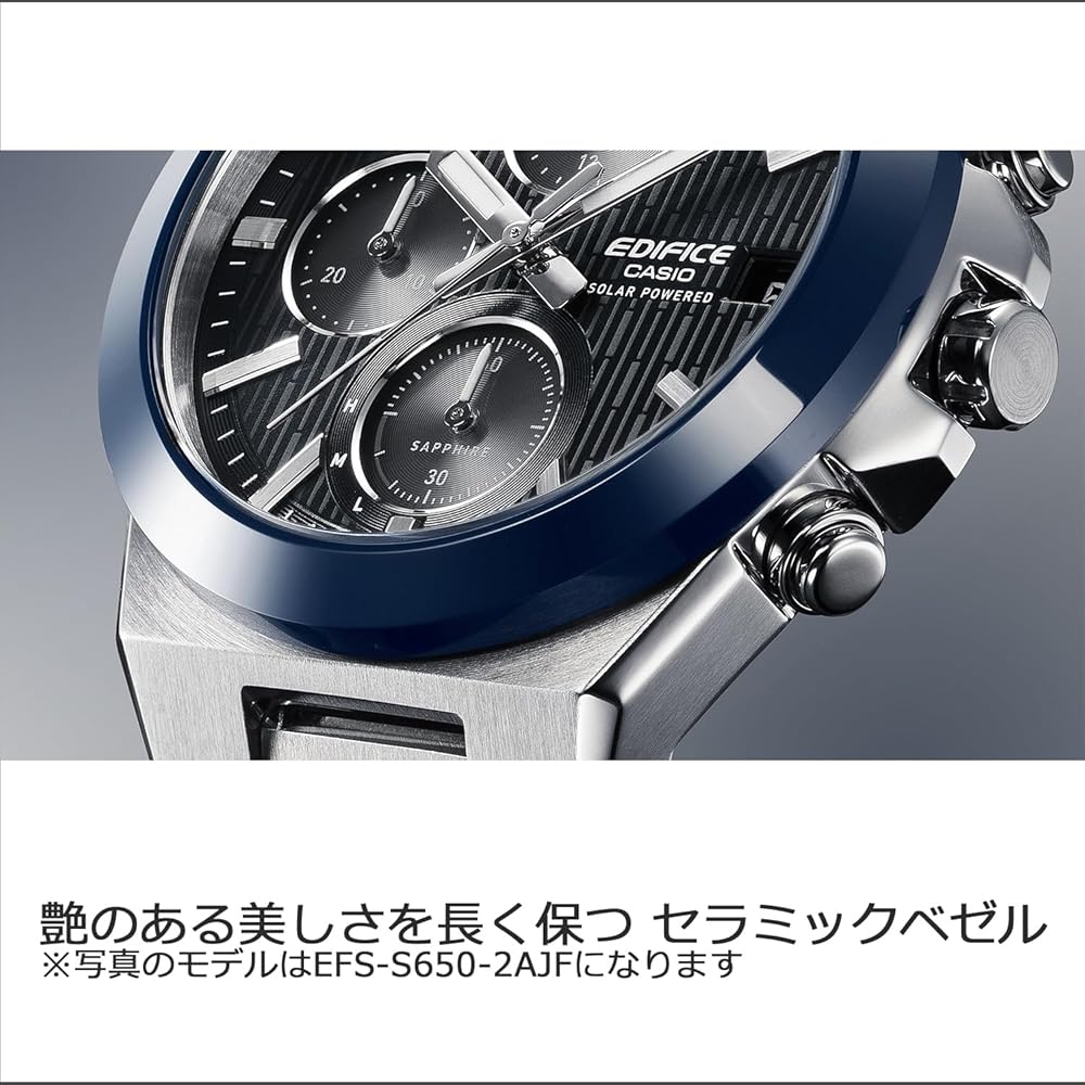 Casio Edifice Watch EFS-S650YD-2AJF Men's Blue Solar Watch with Ceramic Bezel and Sapphire Crystal (Official Japanese Product)