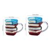 3D Colored Book Glass Cup Novelty Book Stack Coffee Mug Decorative Creative Coffee Cup for Literature Lovers