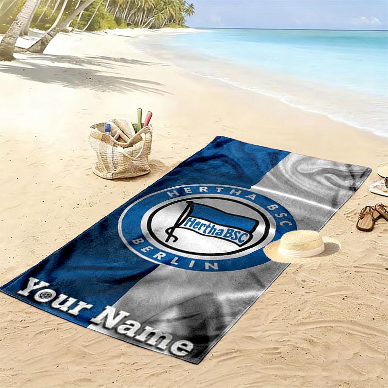 Hertha BSC Custom Name Print Beach Towel, Large Soft Quick Dry Towel for Beach Camping Swimming