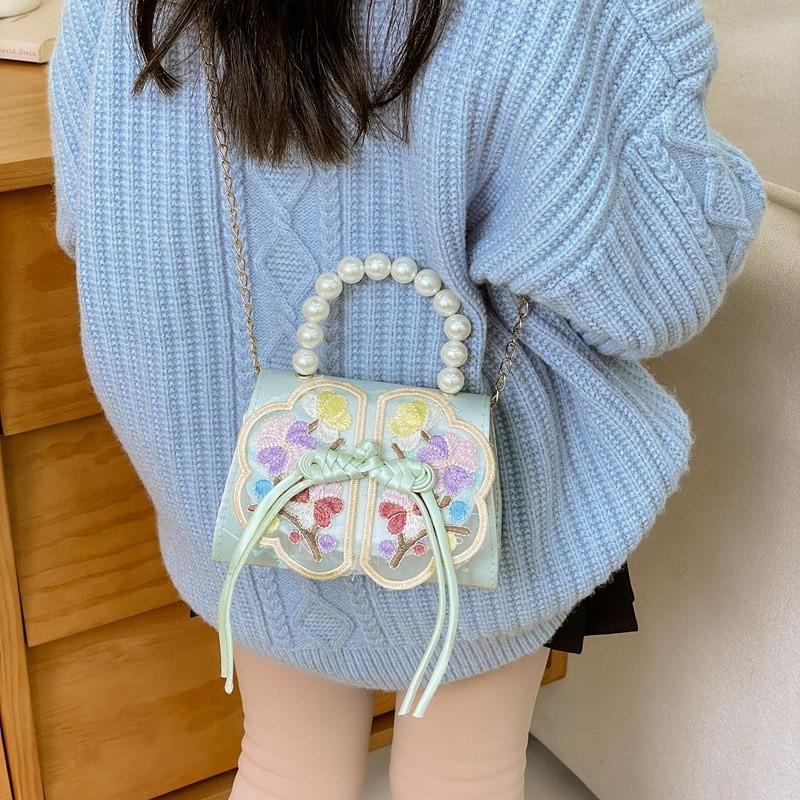 Double Pearl Knot Princess Crossbody Bag Cute Coin Purse Suitable Playing For