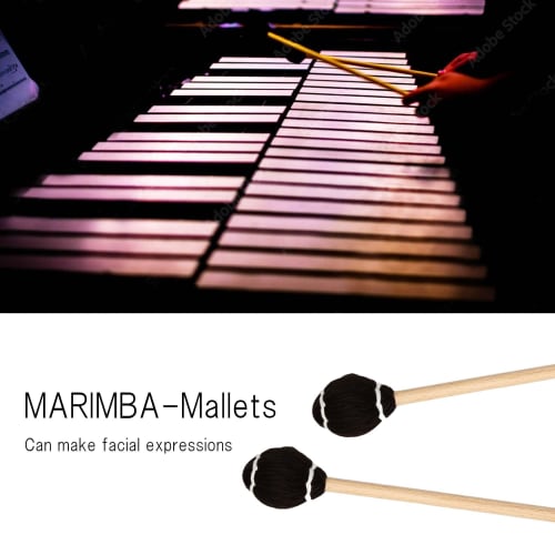Silver & Style Marimba Mallets, Soft Xylophone Drumsticks, Yarn, Beginner Practice Percussion Instrument (Black)
