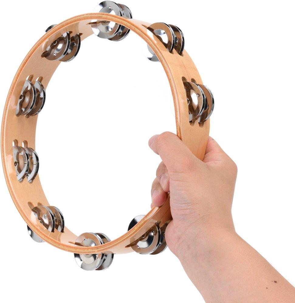 KC Tambourine, Round, Wooden, Natural Color, 24cm TW-24/18