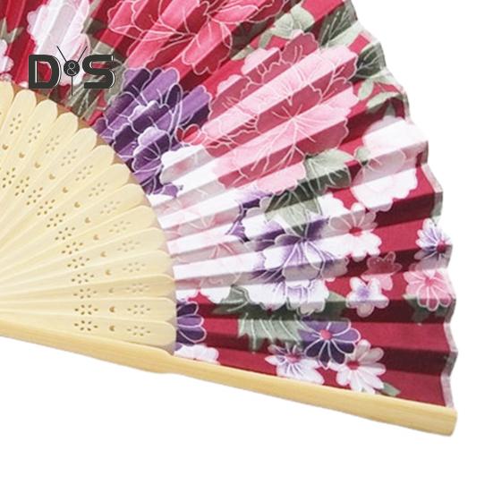 Faltfächer im japanischen Stil mit Blumenmotiv, tragbar, für den Sommer, Handventilator aus Bambus, Dekoration, Tanz-Requisiten, Party-Kostümzubehör