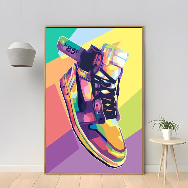 Popular Sports Shoes, Basketball Shoes, Street Graffiti Wall Art Posters, Fashionable Home Decoration, Oil Painting, Mural Printing