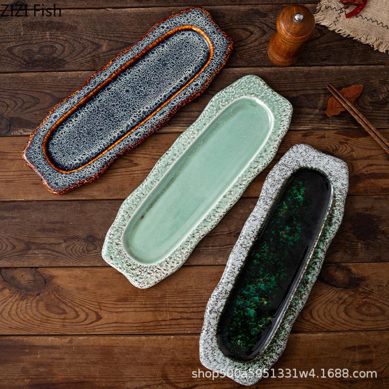 Vintage Changpan Hotel Restaurant Dining Sushi Plate Afternoon Tea Dim Sum Dessert Plate Japanese Household Ceramic Tableware