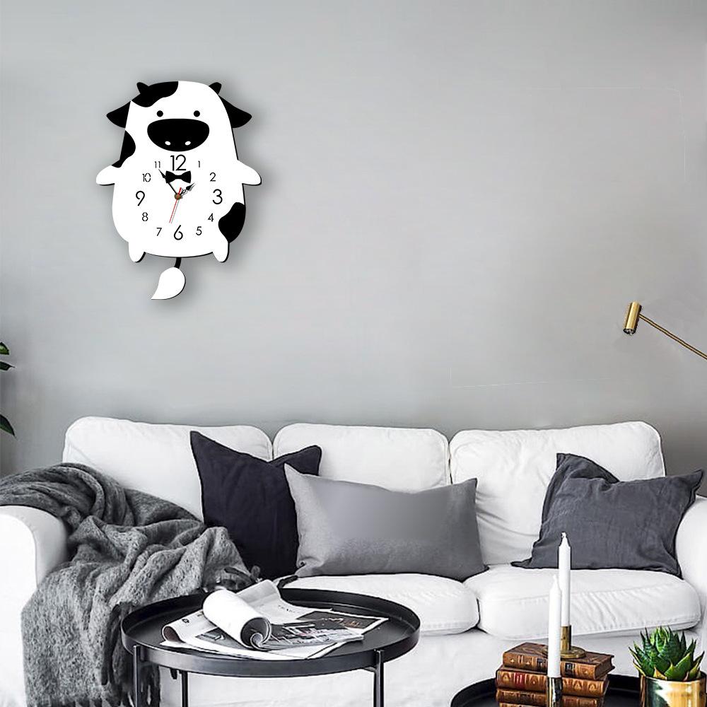 Rocking Tail Cat Hanging Clock Modern Children's Room Moving Tail Cat Clock Acrylic Mute Quartz Clock Acrylic Mirror Stickers