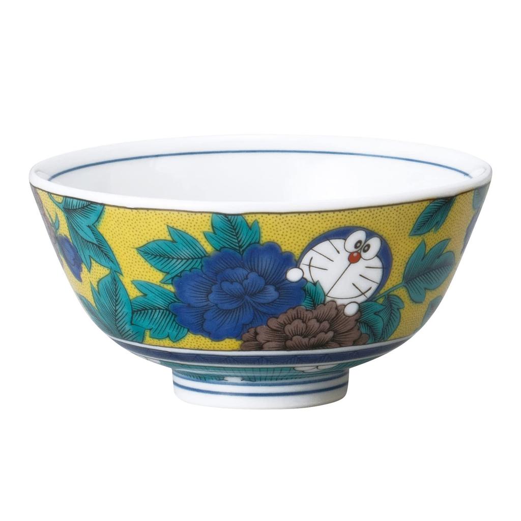 Doraemon" Rice Bowl, Approx. 12cm, Kutani Ware, Yoshidaya Style, Four Colors, Made In Japan, 008161