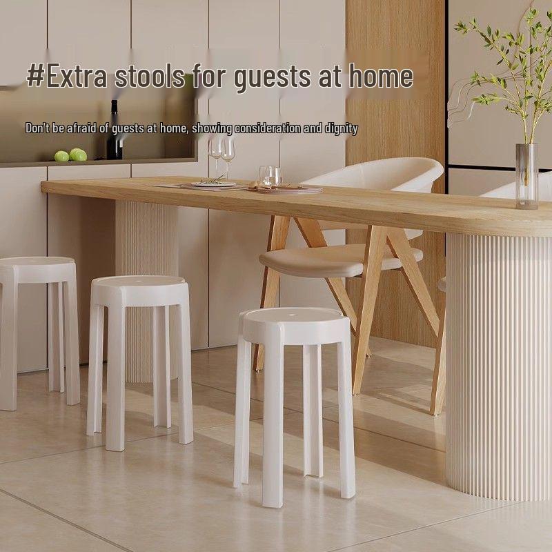 Thickened Stackable Plastic Stool - Modern Minimalist Design for Dining or Spare Seating