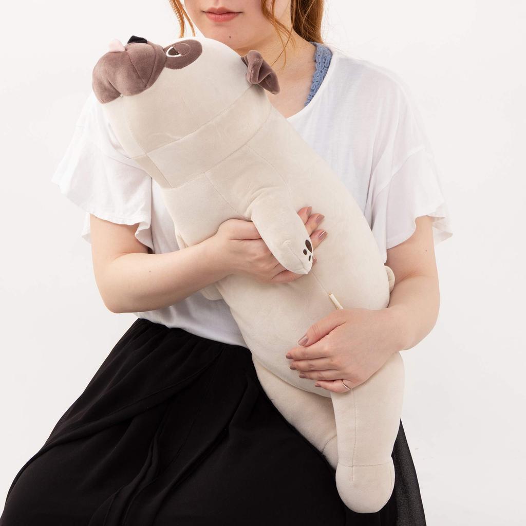 Livheart Premium Nemunemu Animals Hana the Pug Body Pillow, Large (Approx. 67cm), Fluffy and Squishy Plush Toy, Gift Item 48768-32