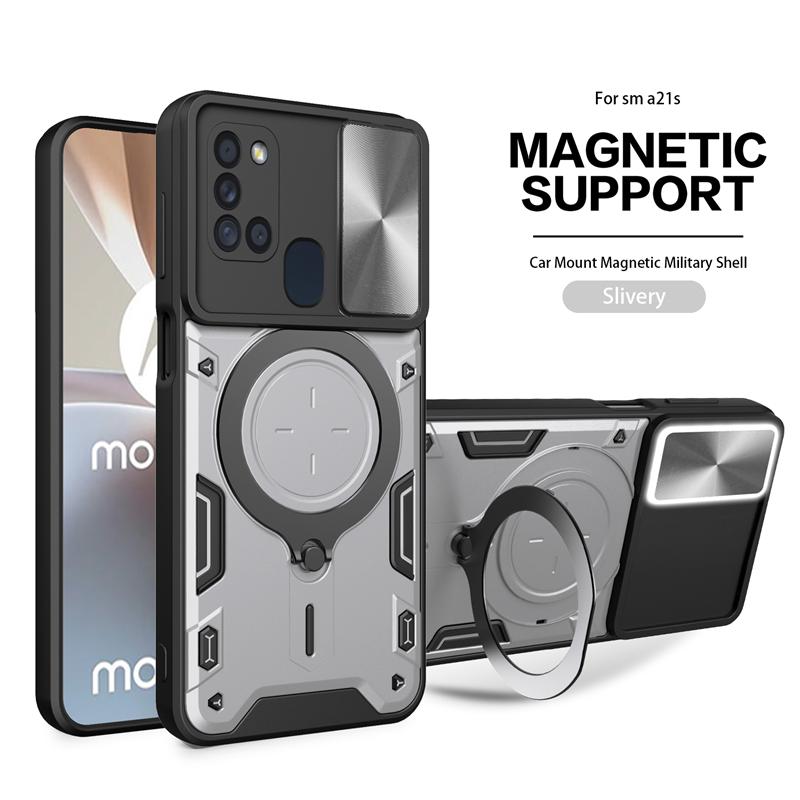 For Samsung A21S Case Magnet Holder Ring Armor Phone Case For Samsung Galaxy A21S A 21S A21 S Slide Camera Protect Back Cover