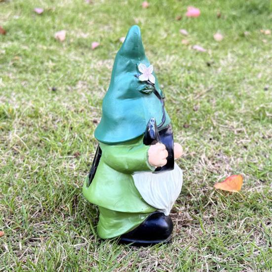 Garden Gnome Statue Outdoor Gnome Sculpture with Solar Lights Resin Gnome Holding Telescope Decoration for Lawn Yard Patio