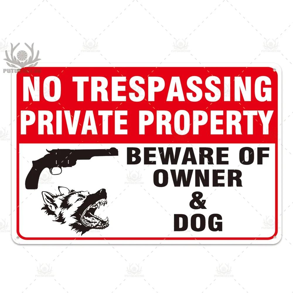 Beware Vintage Tin Sign Plaque Metal Plate Guard Dog Signs for No Trespassing Farmhouse Wall Art