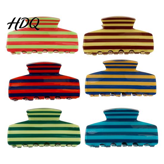 Vintage Style Hair Claw for Women Strong Grip Non-Slip Teeth Clip Striped