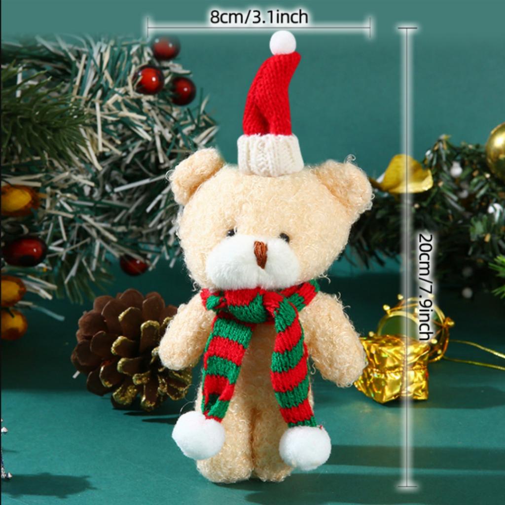 1-20 Pièces Poupées Peluches Ours de Noël 20cm Mignon Animal Ours en Peluche Jouets Suspendus Sac Décorations d'Arbre de Noël Cadeaux de Fête