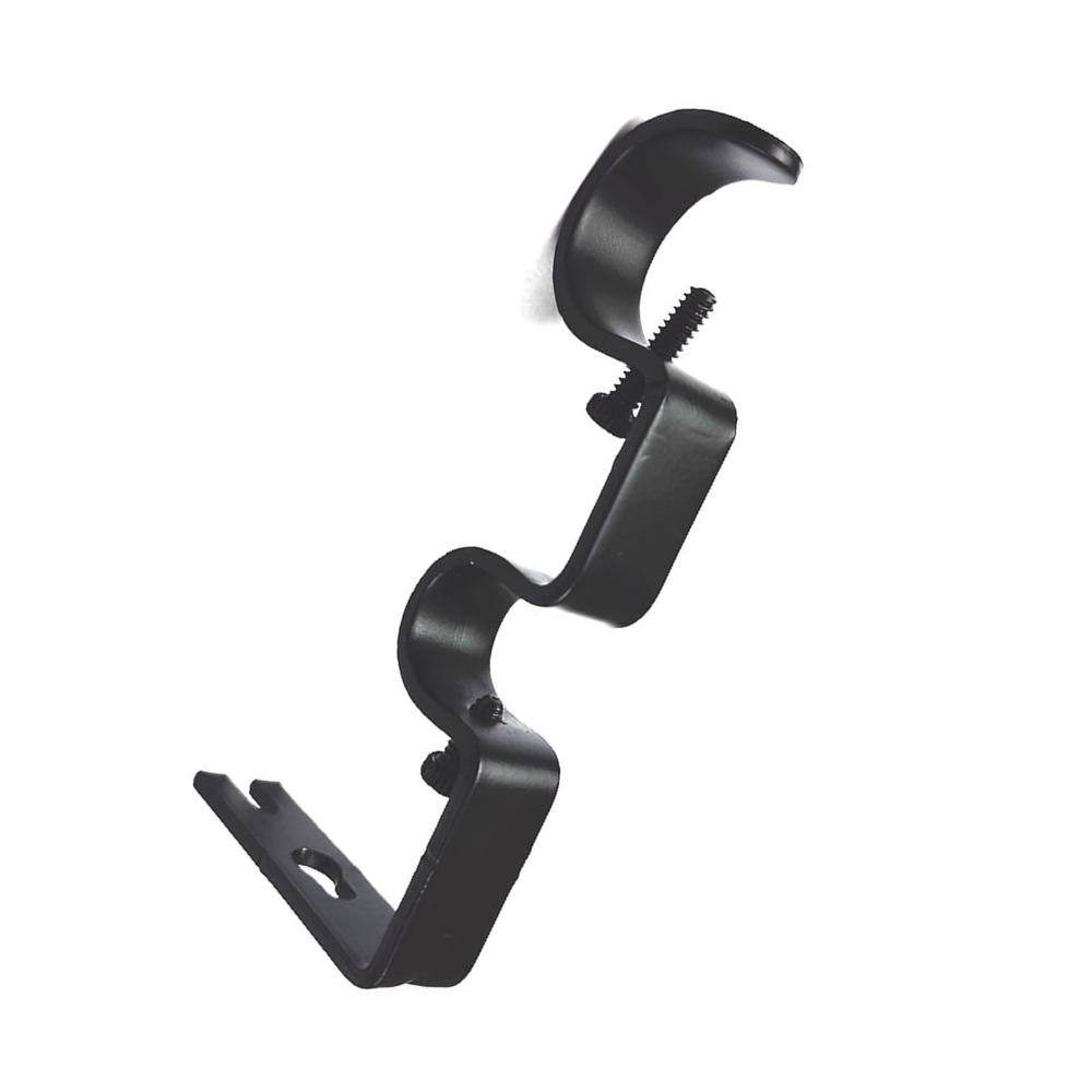 3Pcs 12.2 x 5.3cm Double Curtain Rod Bracket Iron Drapery Hook Curtain Rod Holder For Living Room