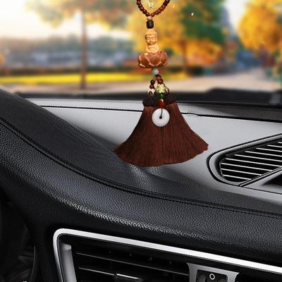 Buddha Statue Car Mirror Hanging Ornament with Lotus Charms for Home Decor