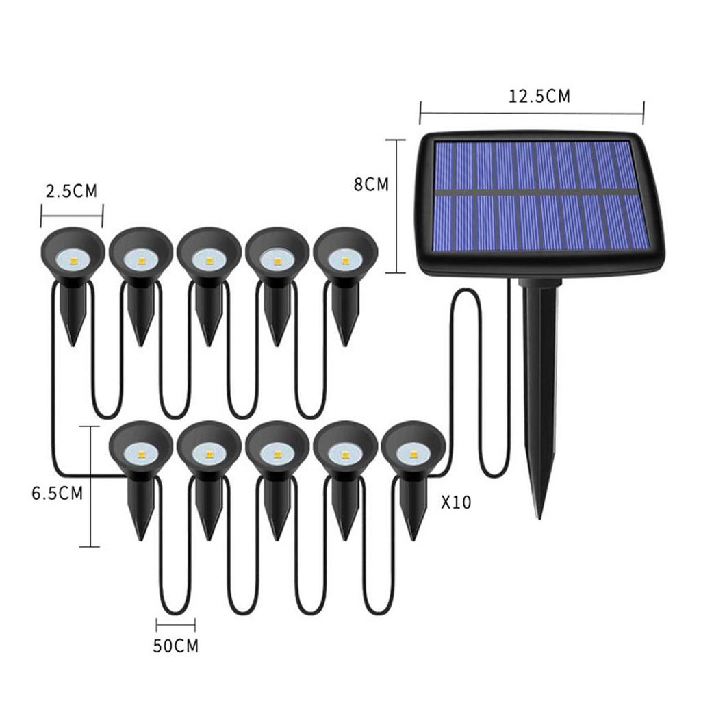 Solar In-Ground Lights 10In1 Lamp In Resistance For Light Patio Ground Glass Outdoor Lawn Decoration Led Powered Weather Pathway