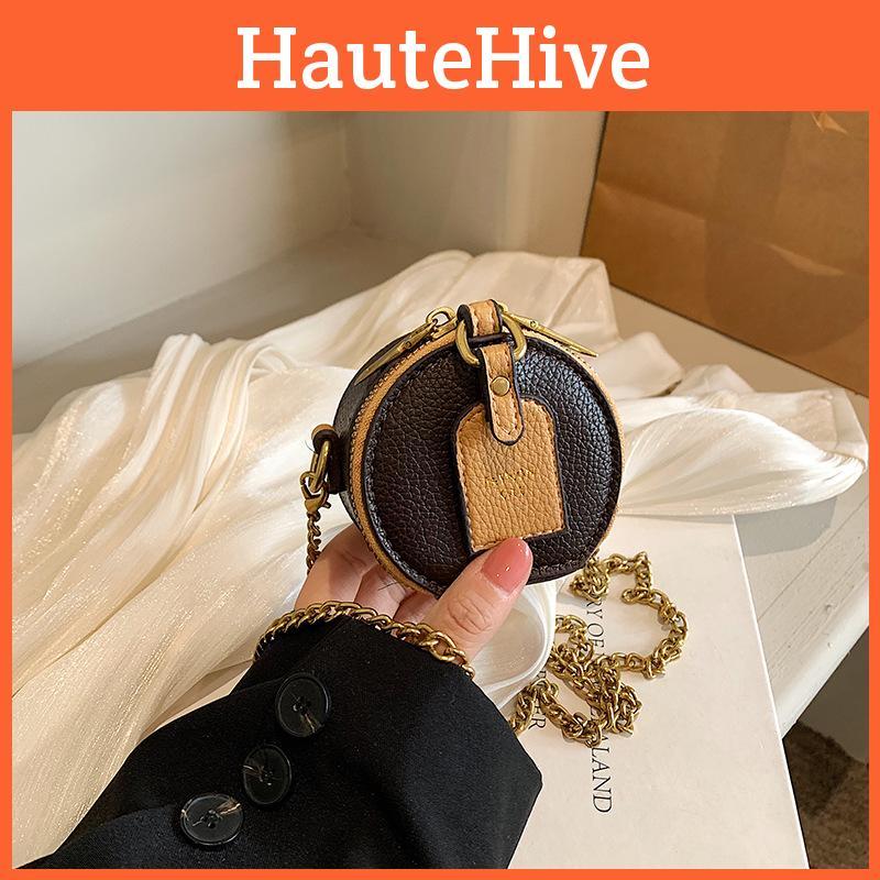 Stylish Retro Mini Round Bag For Kids And Adults With Chain Design Lightweight