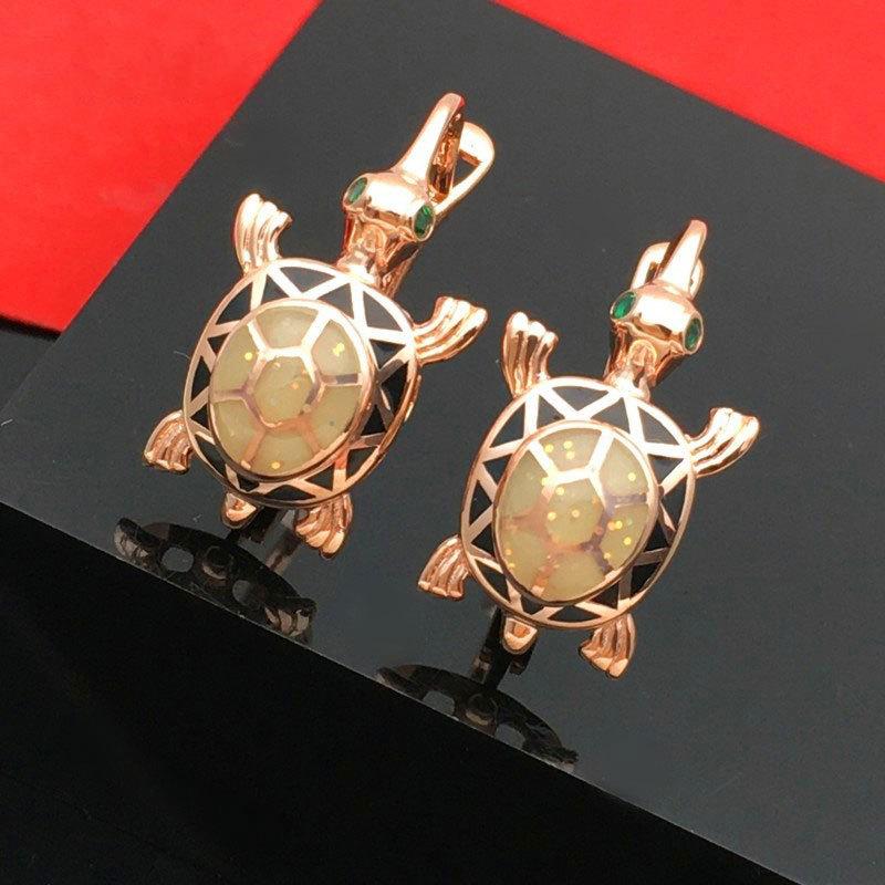 Изысканные русские серьги-черепахи из 585 фиолетового золота, роскошные, счастливые, с покрытием из розового золота, модные, изысканные серьги-черепахи