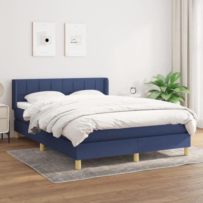 VidaXL Lit à sommier tapissier avec matelas Bleu 140x190 cm Tissu 3130271