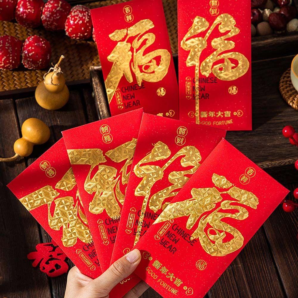 6pcs Traditional 2025 Snake Year Red Envelopes Chinese Style Money Packet  Bonus