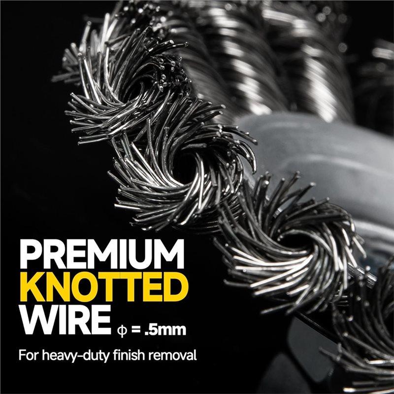 A27F-Steel Wire Wheels 1 Set/8 Pcs- Twisted Design Fits 4-1/2 Inch Angle Grinder, 5/8 Inch Spindle Brush Included