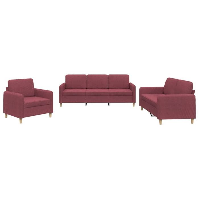 VidaXL Ensemble de canapés 3 pcs avec coussins Rouge bordeaux Tissu 3202060
