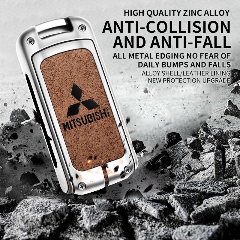 Auto Zinklegierung Schlüssel Etui Tasche Metall Schlüsselhülle für Mitsubishi Outlander Pajero Lancer EX Evolution X Ralliart Asx L200 Triton Colt