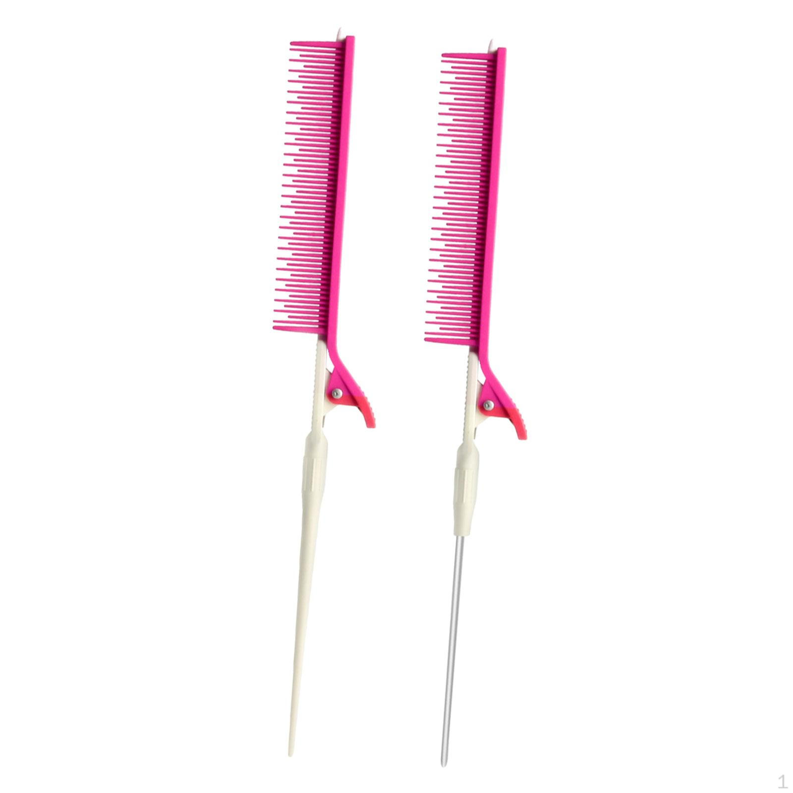 Clip Tail Comb, Heat Resistant, Precision Highlighting in for Evening Hair Styling, Pink White