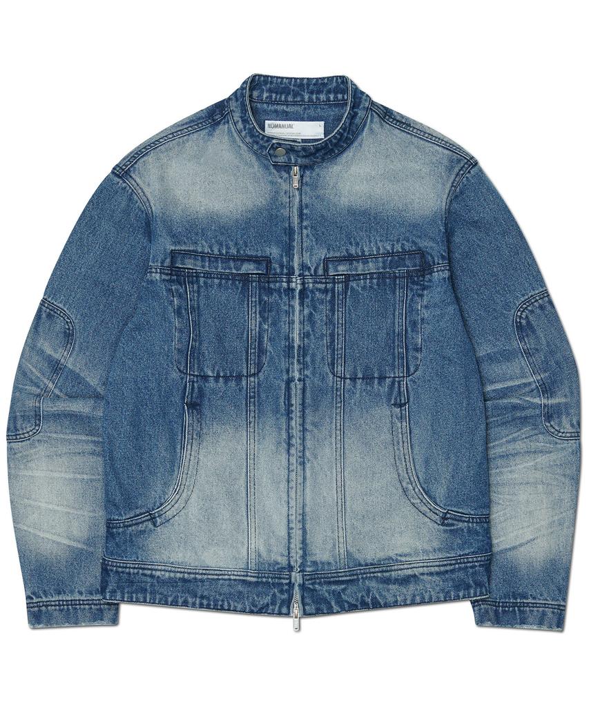Nomanual Washed Denim Rider Jacket - Washed Blue