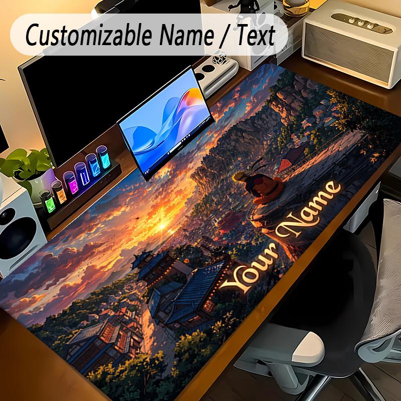 Large Mouse PadNaruto Custom Name Text Personalized Desk Mat Non Slip Gaming Pad